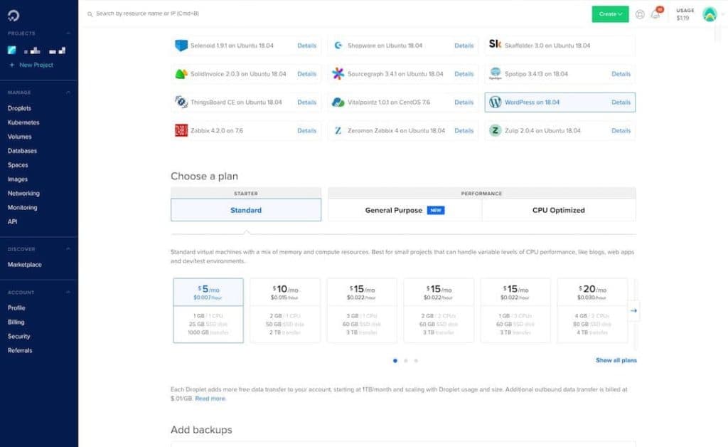 WordPress bei DigitalOcean installieren